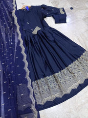 3 pcs woman's stitched silk Embroidered Maxi