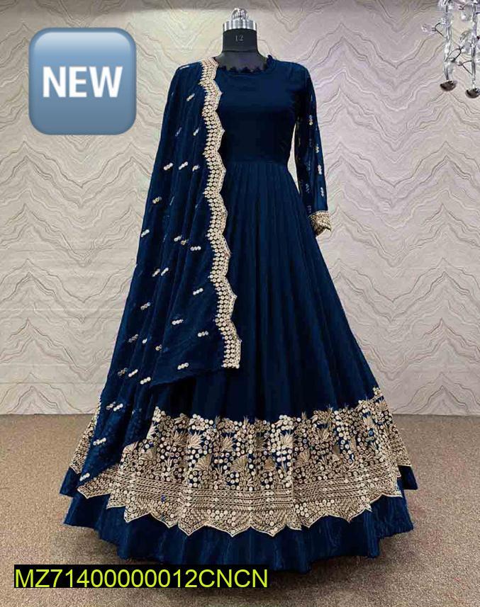 3 pcs woman's stitched silk Embroidered Maxi