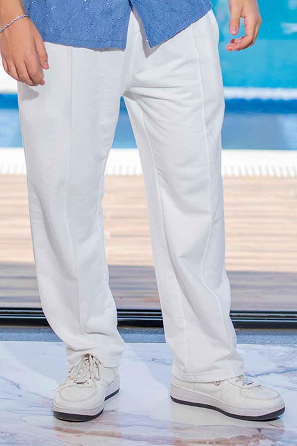 White Comfort Fit Trousers