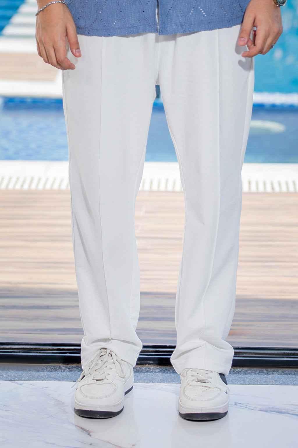 White Comfort Fit Trousers