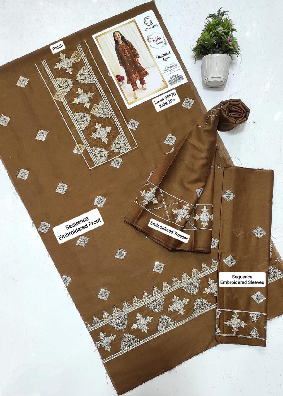 Girls lawn Embroidered unstitched